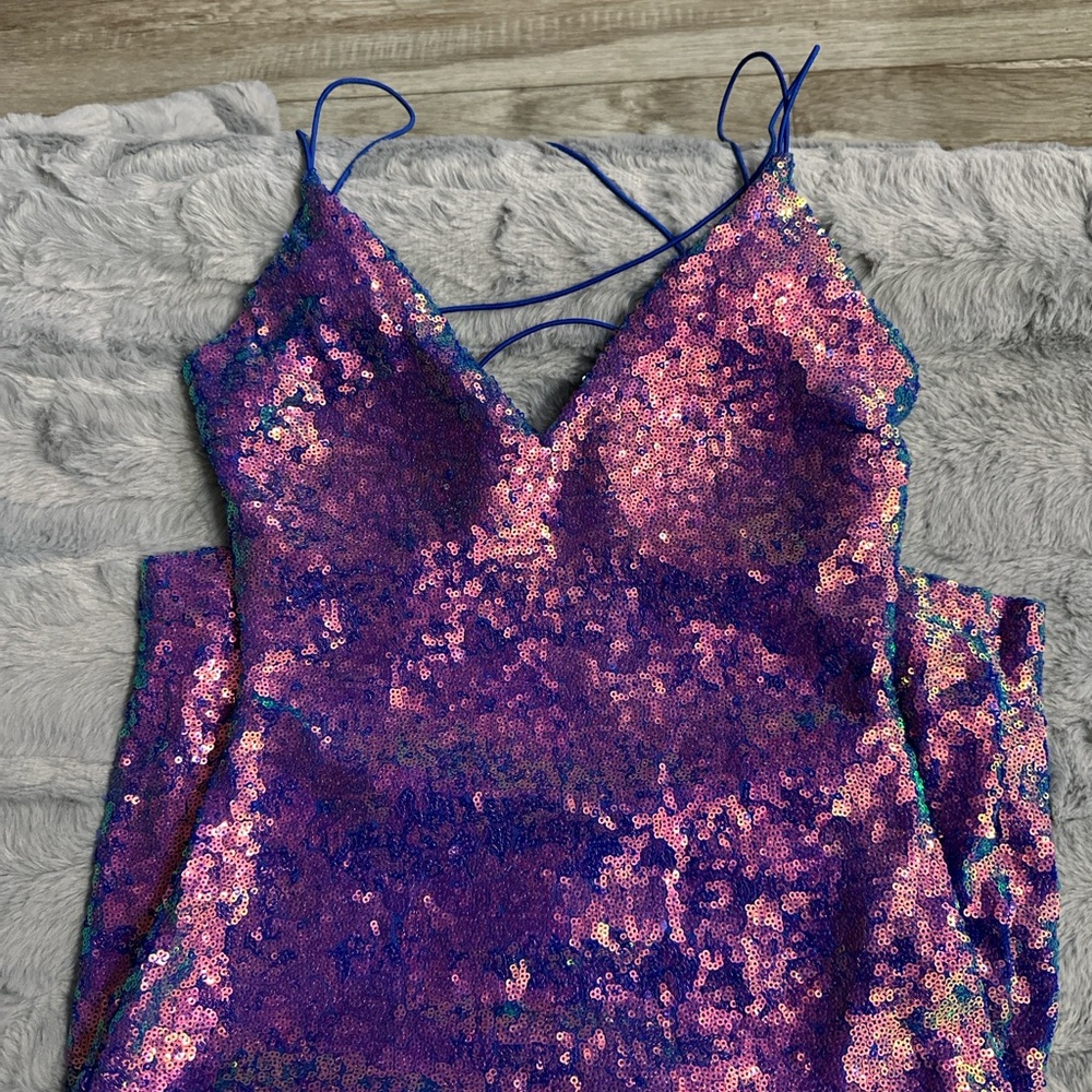 Sequin Mini Dress in Pink and Purple